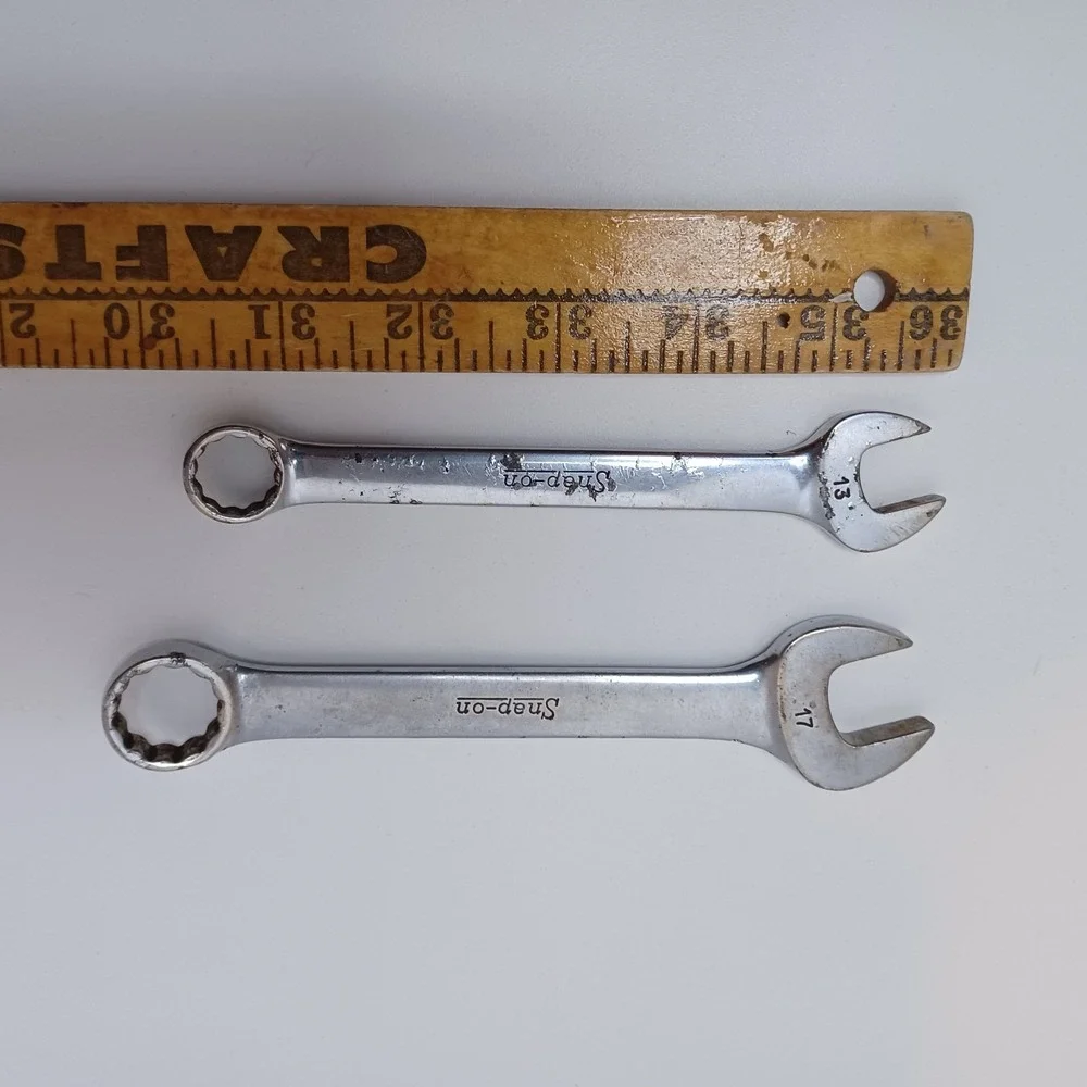 LOT of 2‎ Snap-on Chrome Open Combo Wrenches OEXM 17 OEXM 13 Vintage